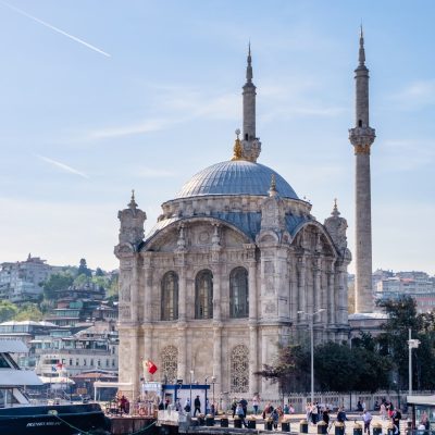 Side view of the turkish monumental landmark Buyuk Mecidiye Mosque